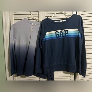 Lot of 2 Womens GAP Navy and Blue Gradient Sweatshirts Small